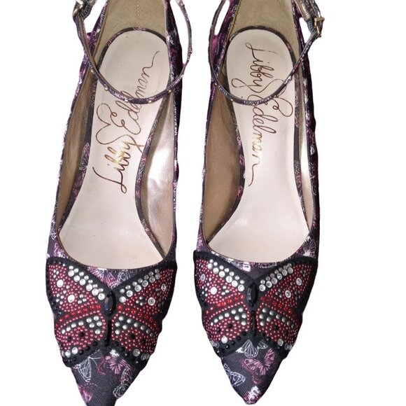Libby Edelman 6.5 Holly Butterfly Embellished Pointed Toe Stiletto Heels Pumps - Picture 8 of 12